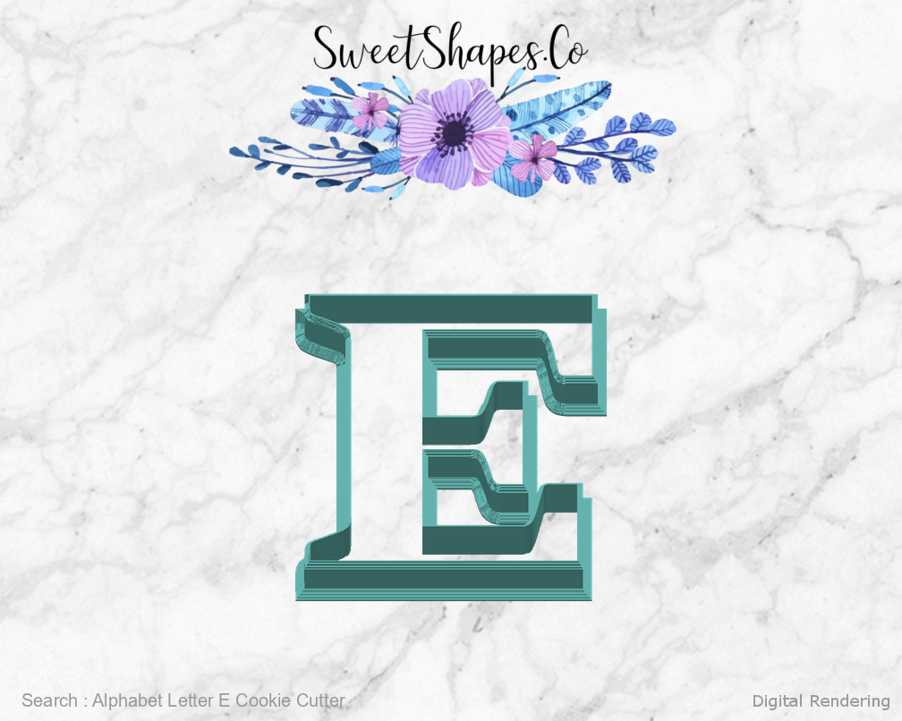 Alphabet Letter E Cookie Cutter — back view