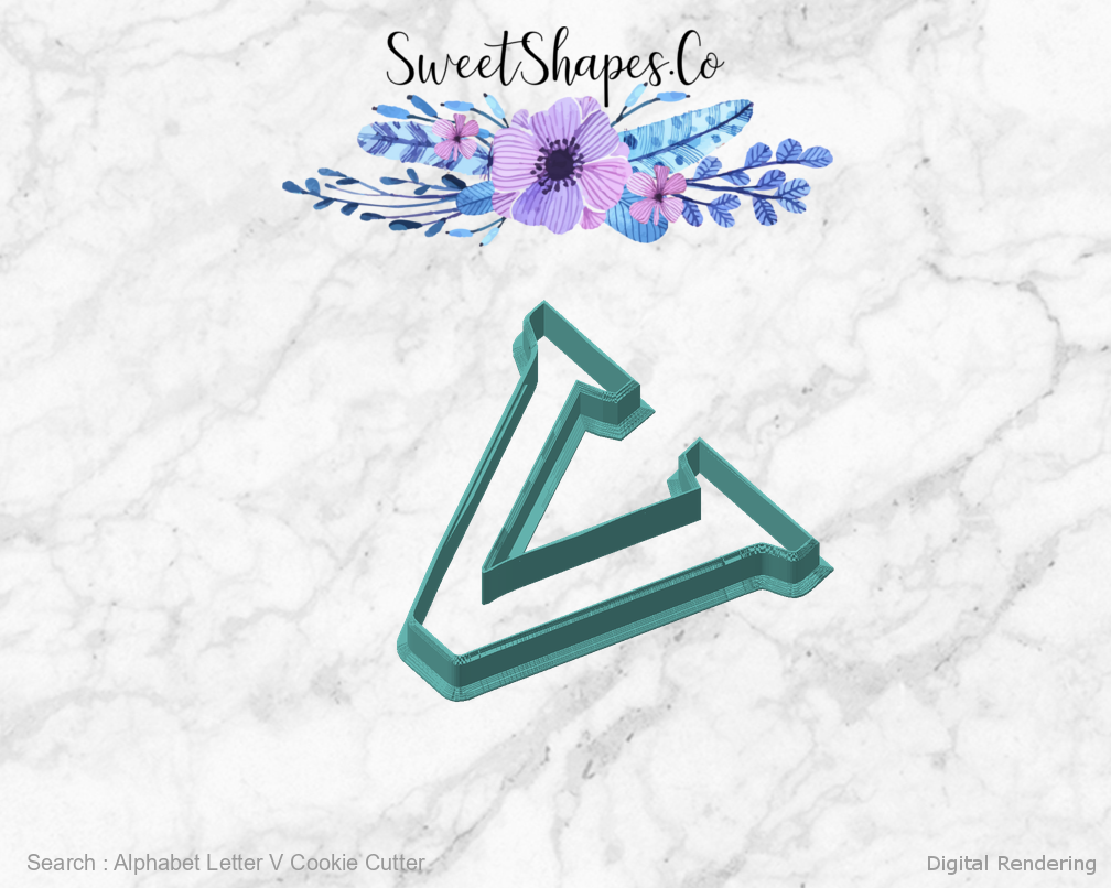 Alphabet Letter V Cookie Cutter — angled front view
