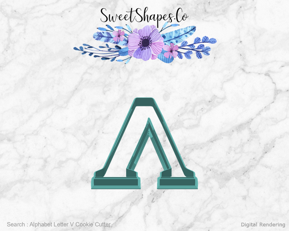 Alphabet Letter V Cookie Cutter — back view