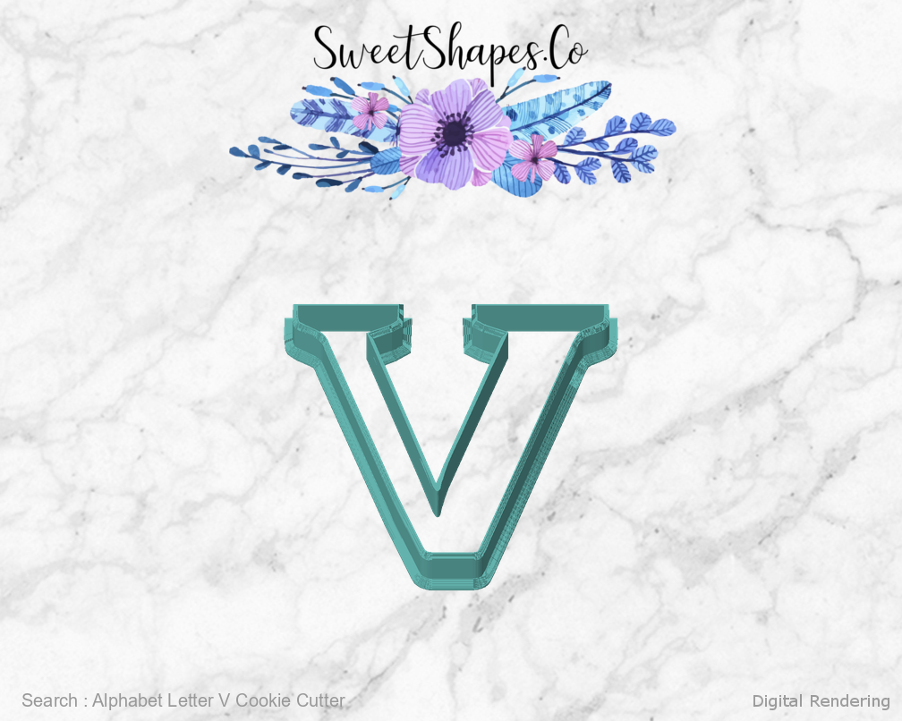Alphabet Letter V Cookie Cutter — front view