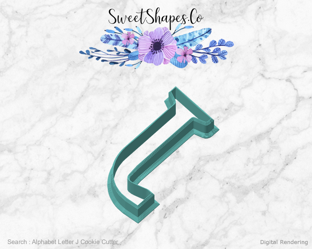 Alphabet Letter J Cookie Cutter — angled front view