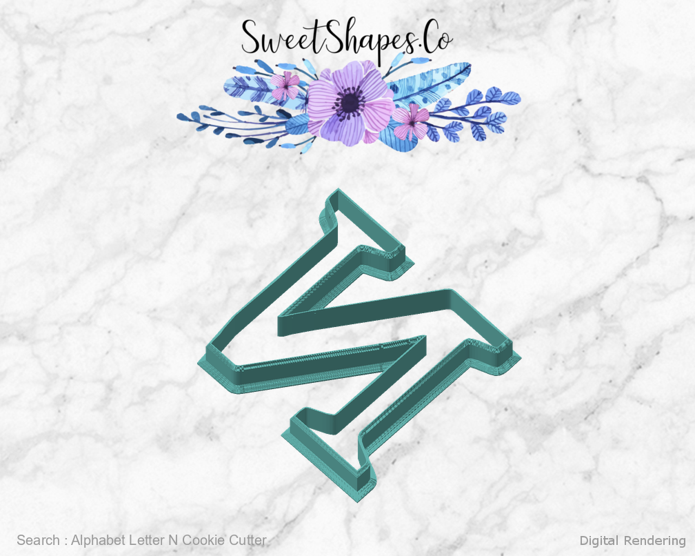 Alphabet Letter N Cookie Cutter — angled front view