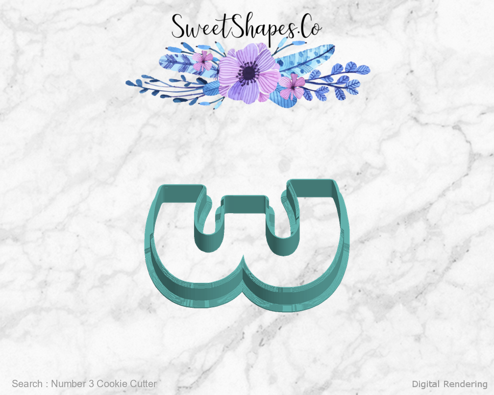 Number 3 Cookie Cutter — left view