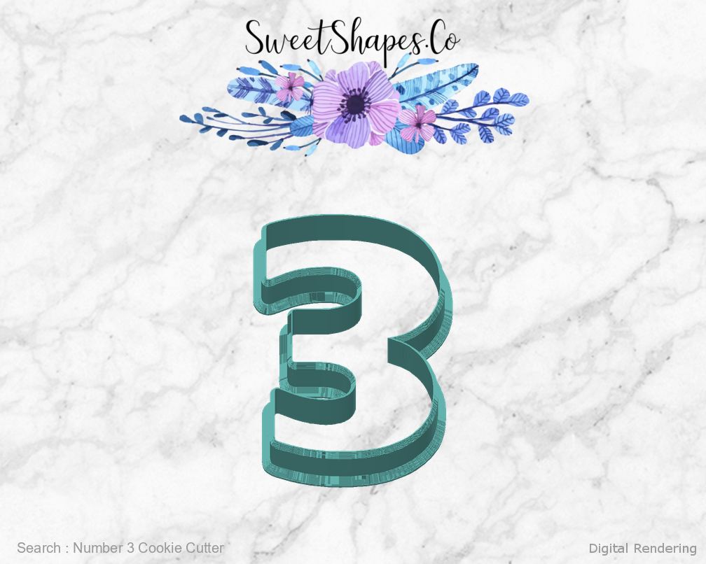 Number 3 Cookie Cutter — back view