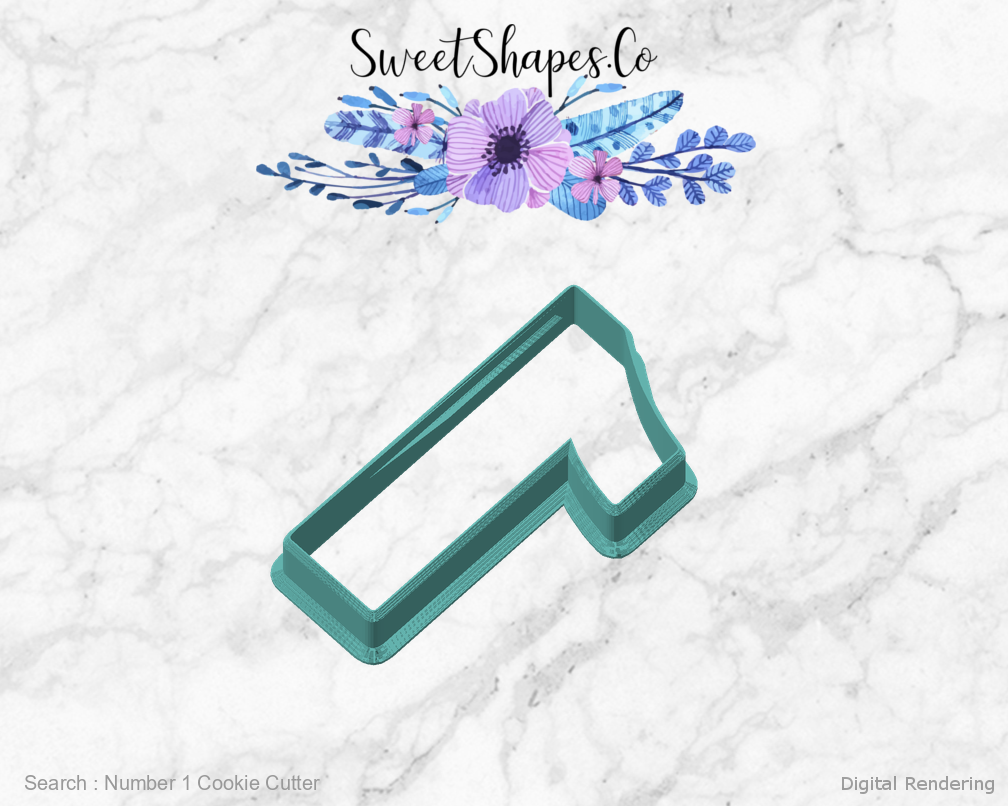 Number 1 Cookie Cutter — angled front view