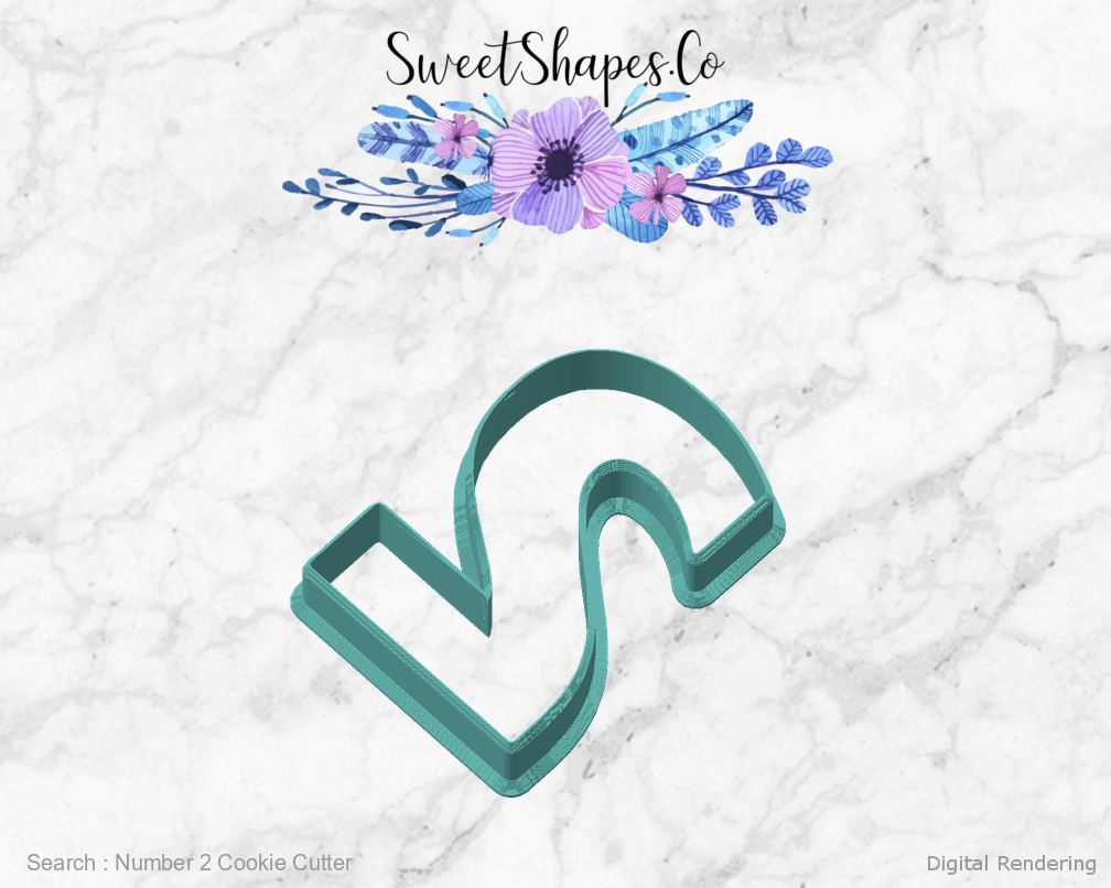 Number 2 Cookie Cutter — angled front view
