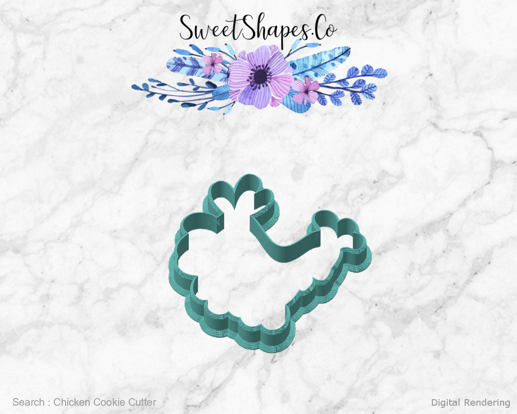 Chicken Cookie Cutter — angled front view