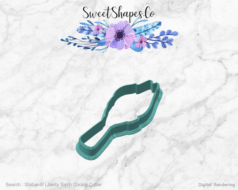 Statue of Liberty Torch Cookie Cutter — angled front view
