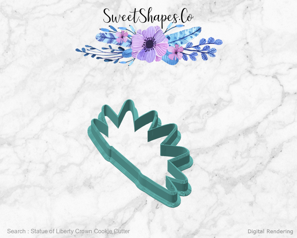 Statue of Liberty Crown Cookie Cutter — angled front view