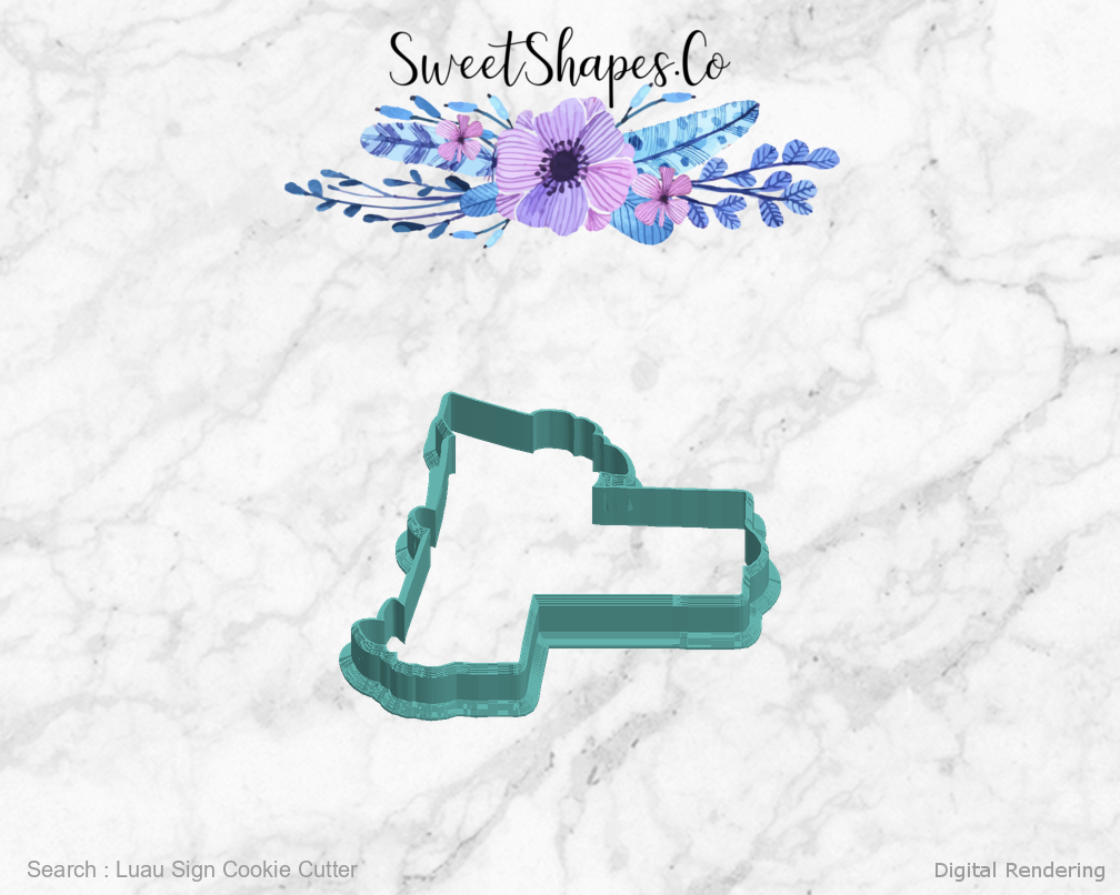 Luau Sign Cookie Cutter — left view