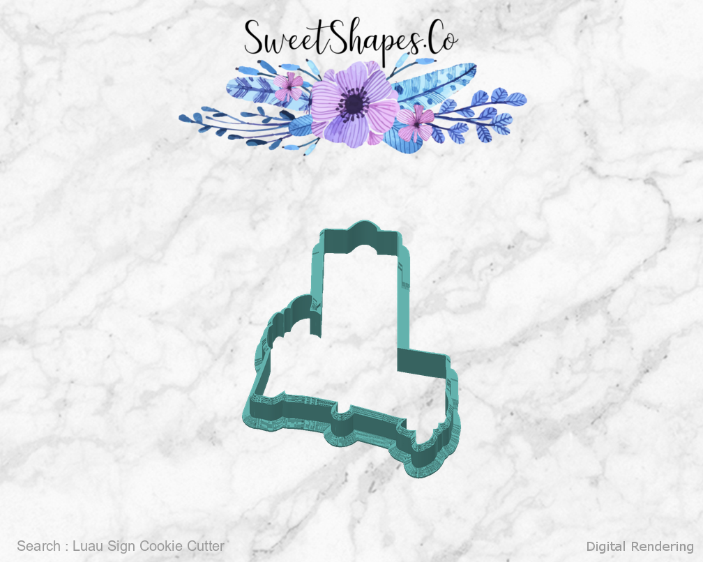 Luau Sign Cookie Cutter — back view