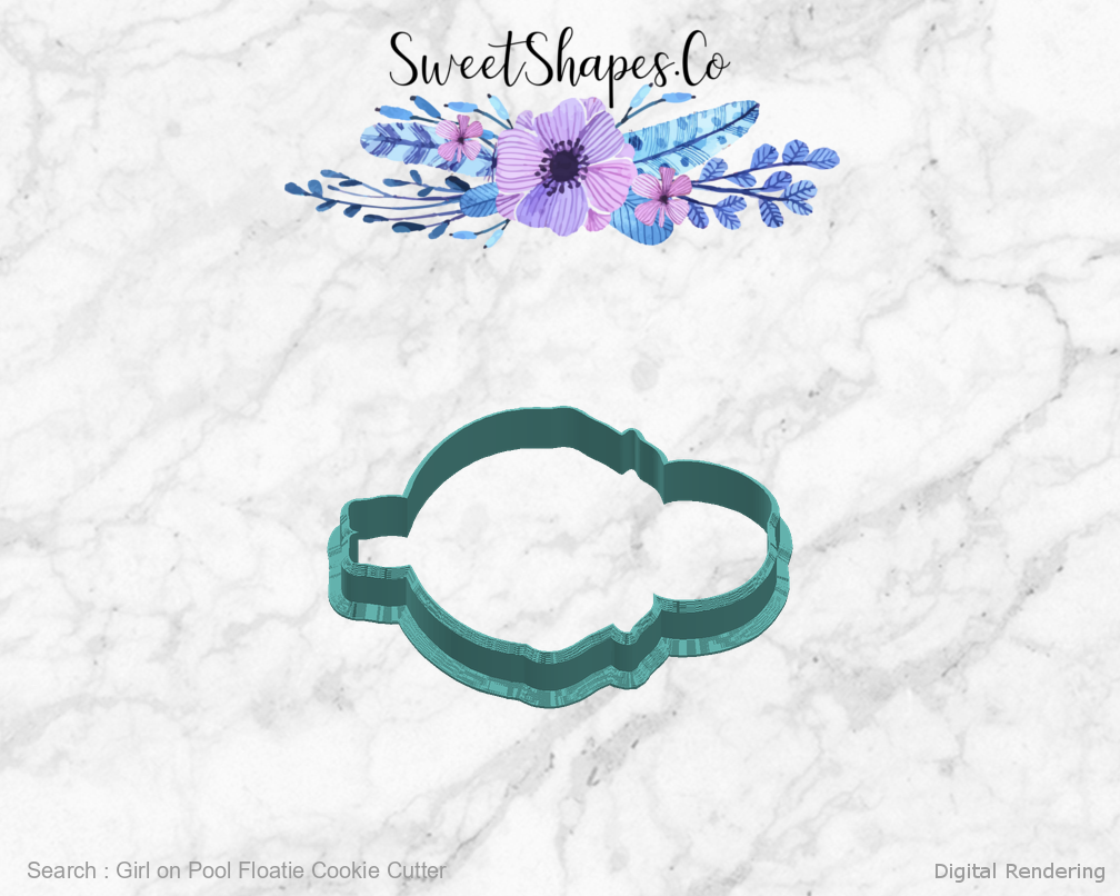 Girl on Pool Floatie Cookie Cutter — right view