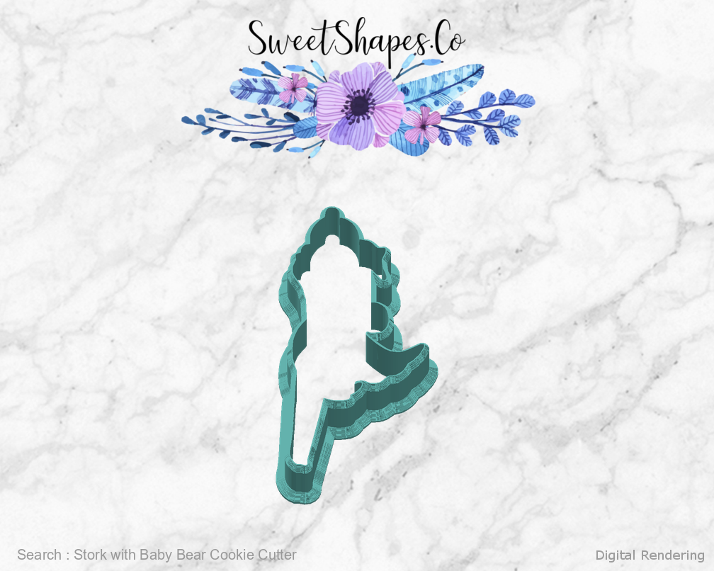 Stork with Baby Bear Cookie Cutter — right view