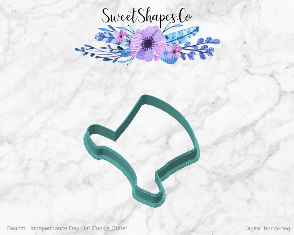 Independance Day Hat Cookie Cutter — angled front view