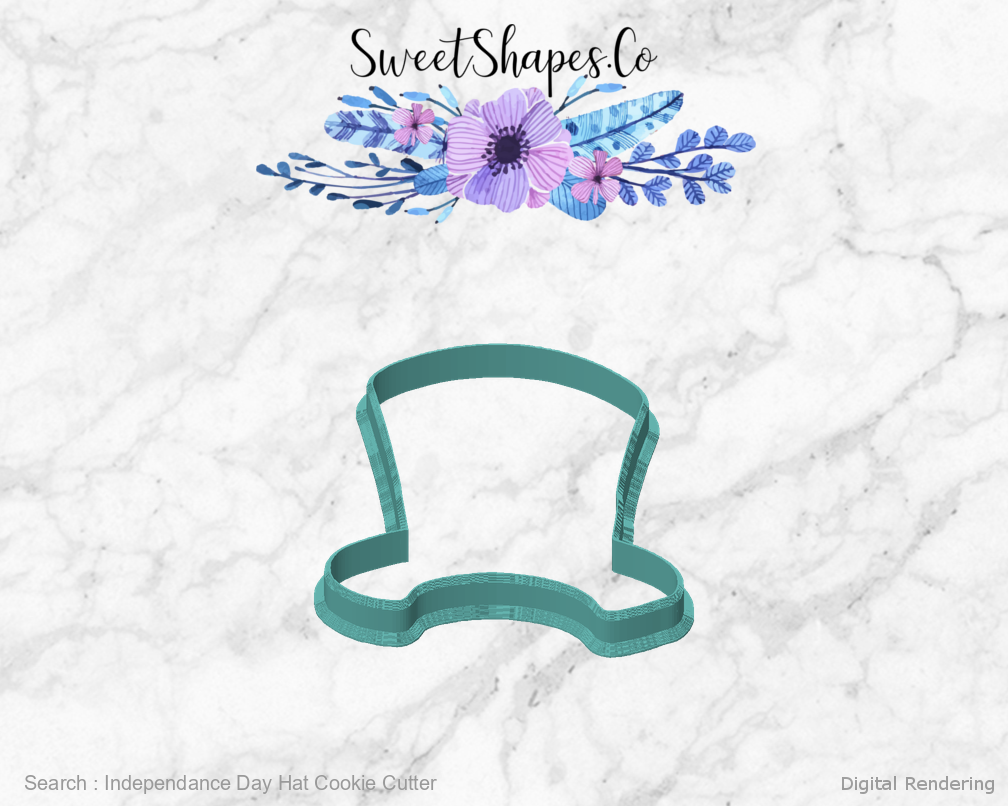 Independance Day Hat Cookie Cutter — front view