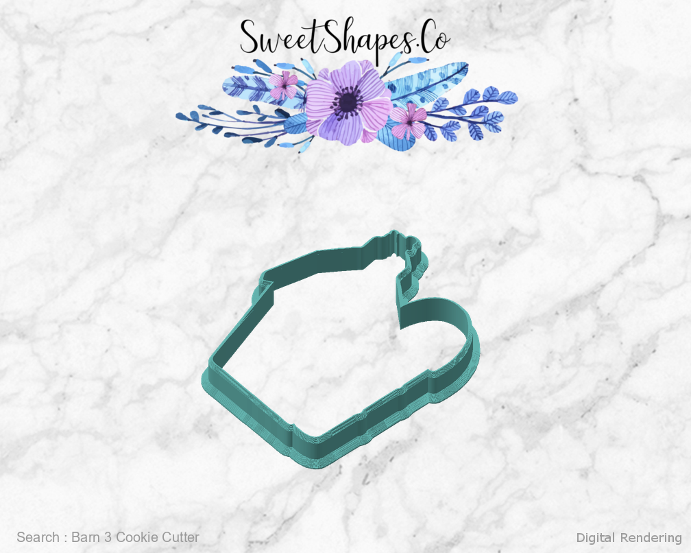 Barn 3 Cookie Cutter — angled front view