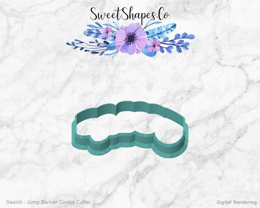 Jump Banner Cookie Cutter — front view
