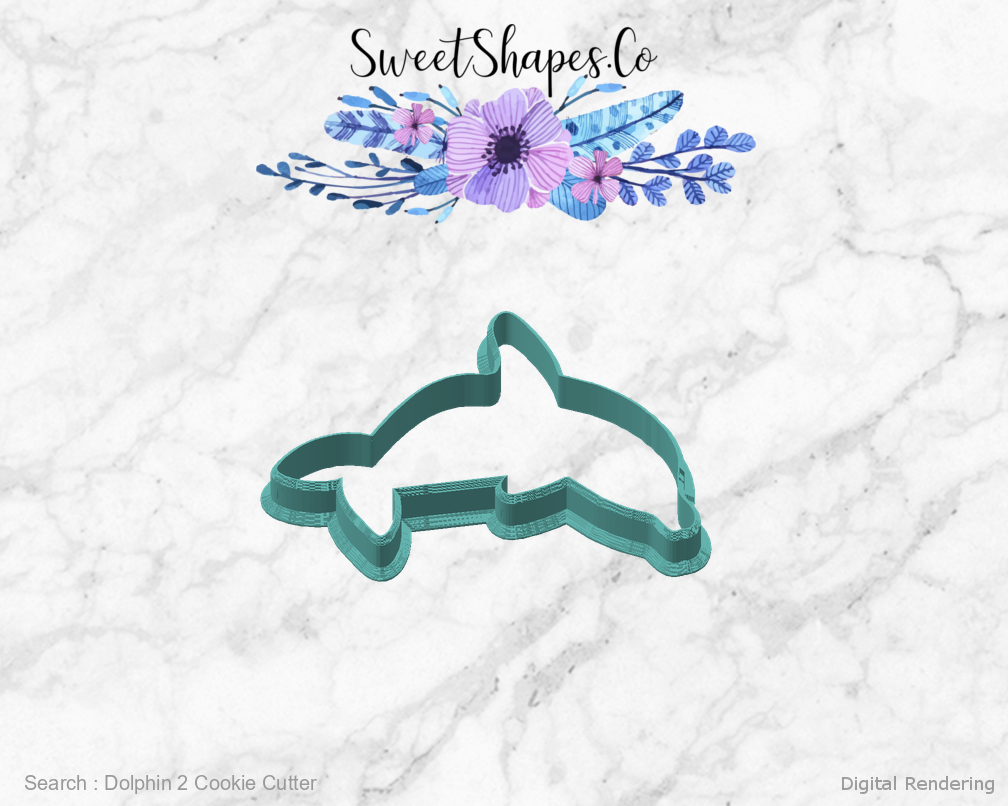 Dolphin 2 Cookie Cutter — angled front view