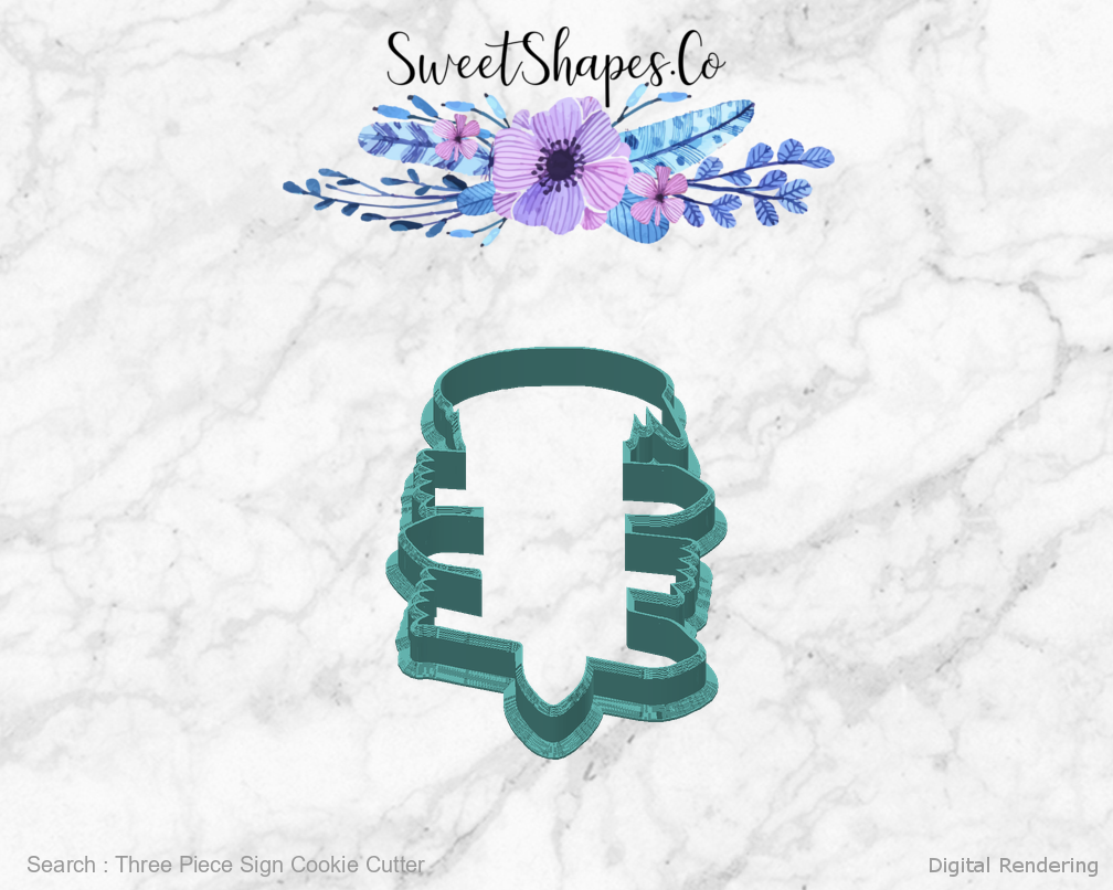 Three Piece Sign Cookie Cutter — back view