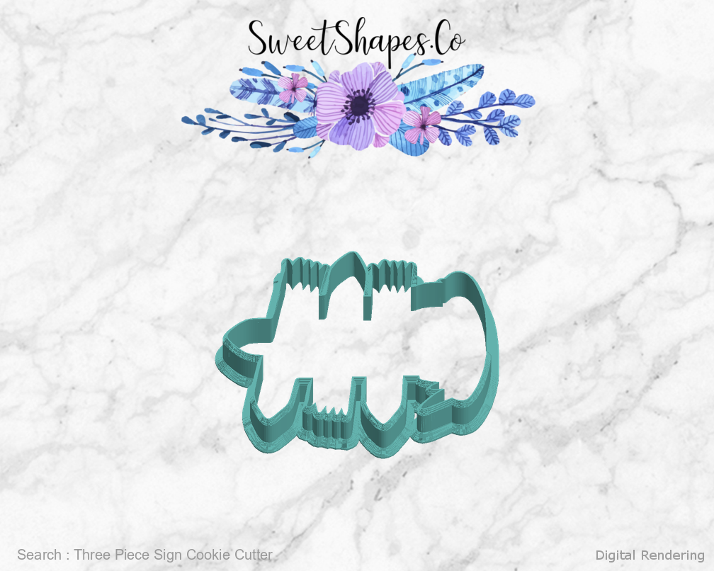Three Piece Sign Cookie Cutter — left view