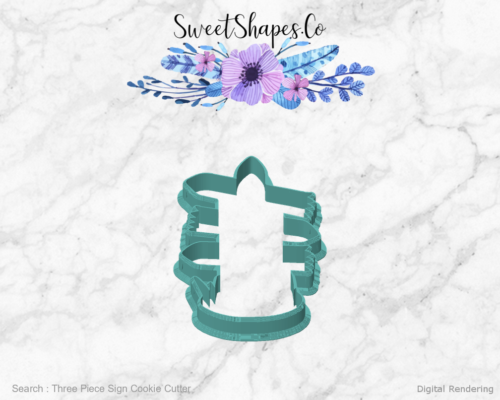 Three Piece Sign Cookie Cutter — front view