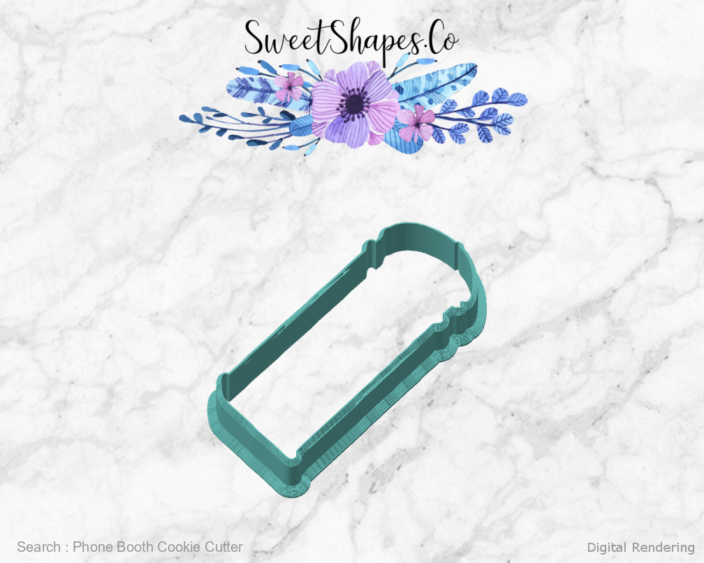 Phone Booth Cookie Cutter — angled front view