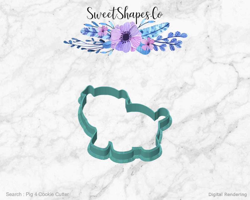 Pig 4 Cookie Cutter — front view