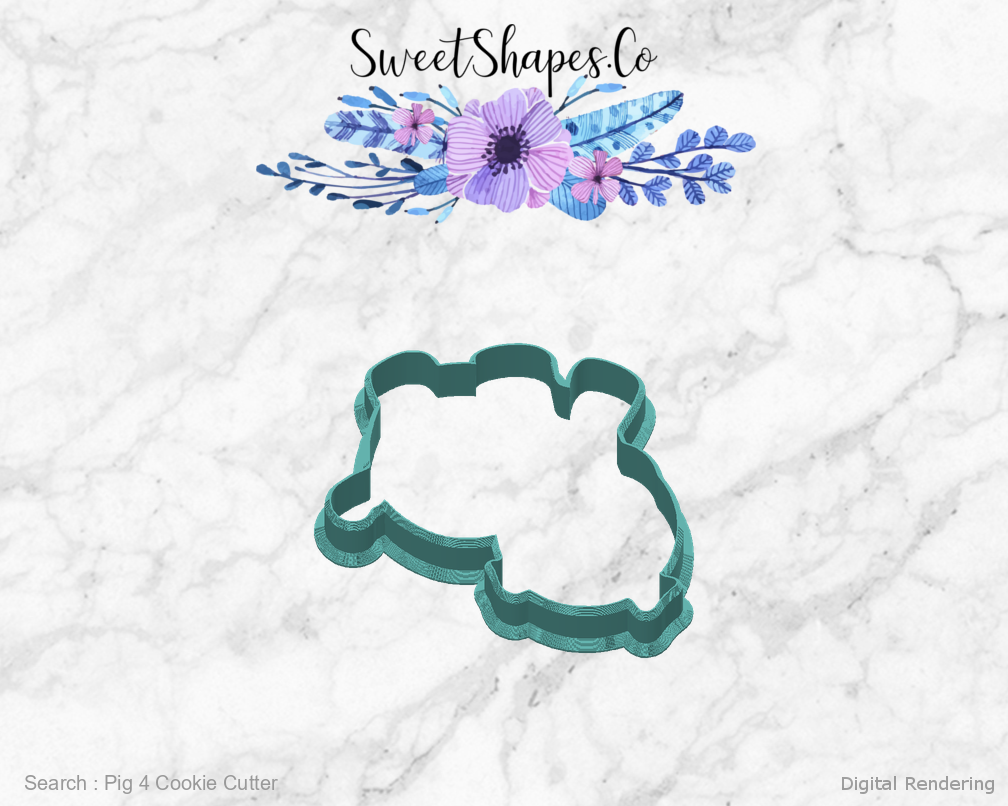 Pig 4 Cookie Cutter — back view