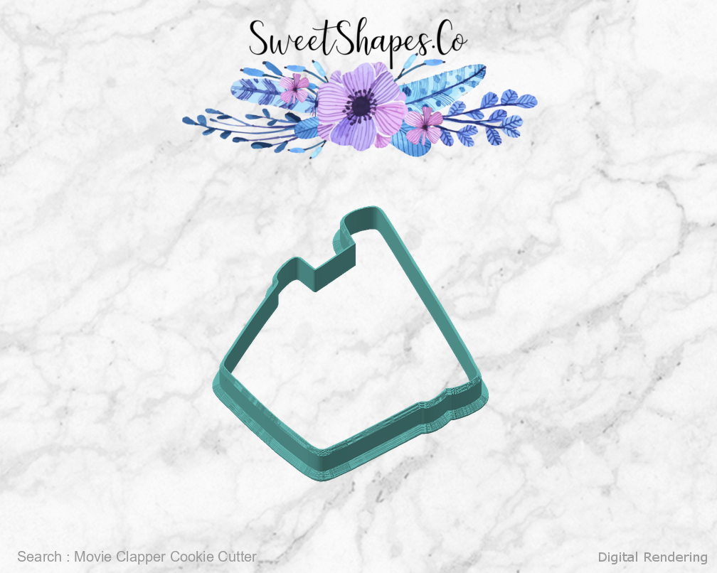 Movie Clapper Cookie Cutter — angled front view