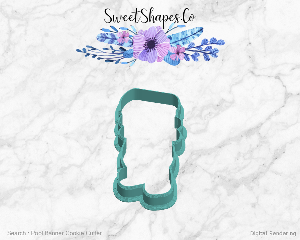 Pool Banner Cookie Cutter — left view