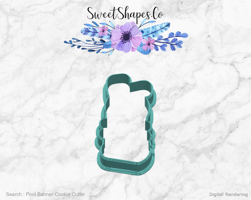 Pool Banner Cookie Cutter — right view