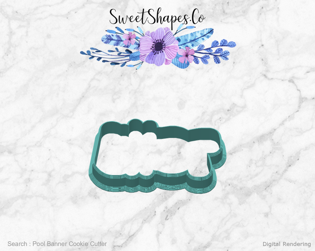 Pool Banner Cookie Cutter — back view