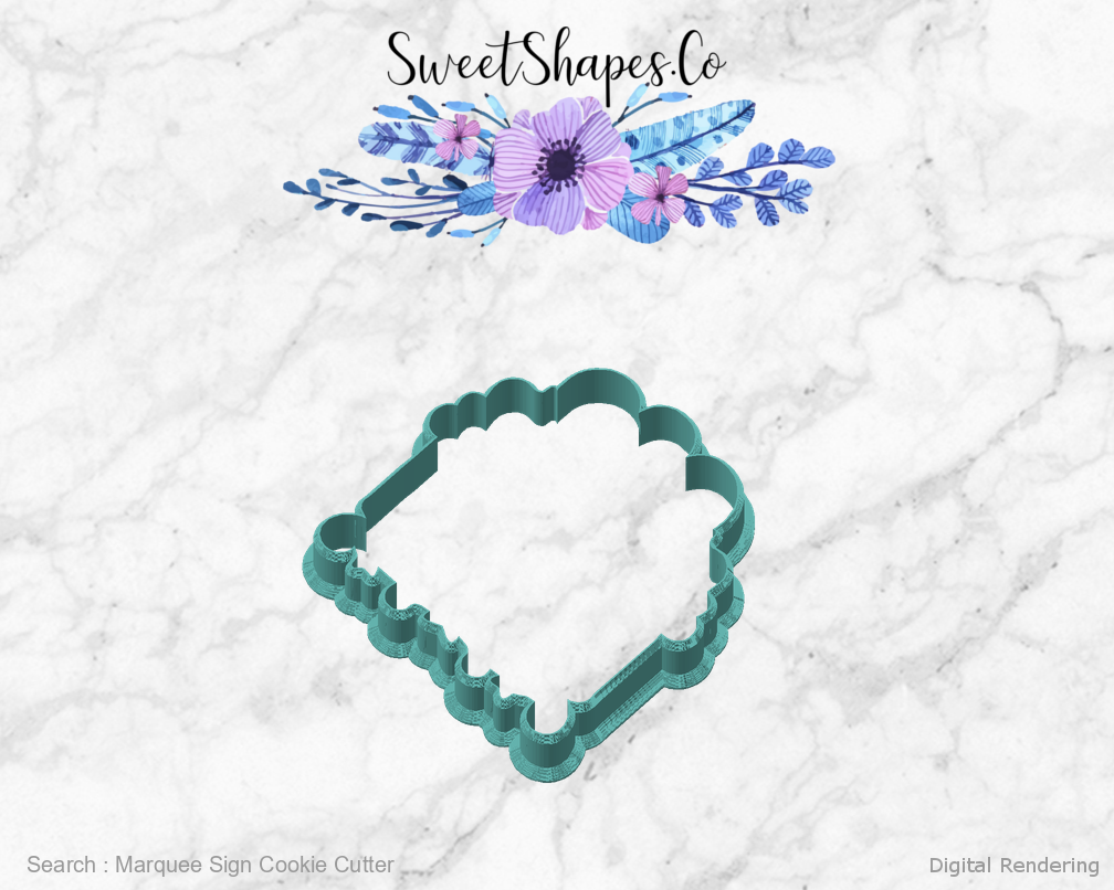 Marquee Sign Cookie Cutter — angled front view