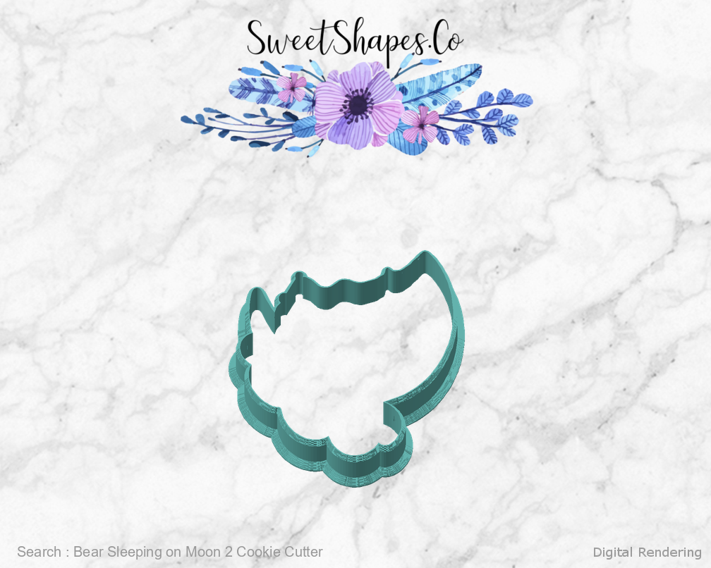 Bear Sleeping on Moon 2 Cookie Cutter — angled front view