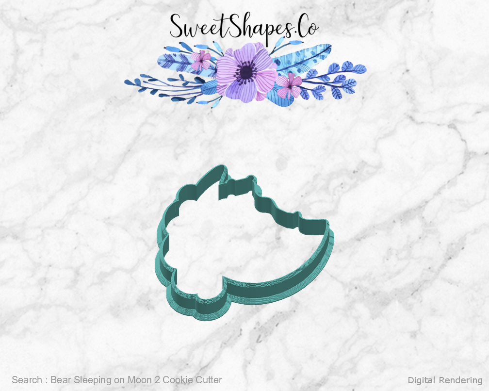 Bear Sleeping on Moon 2 Cookie Cutter — right view