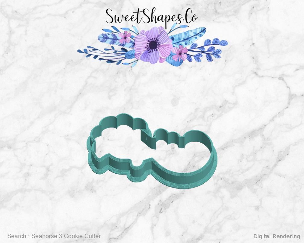 Seahorse 3 Cookie Cutter — left view
