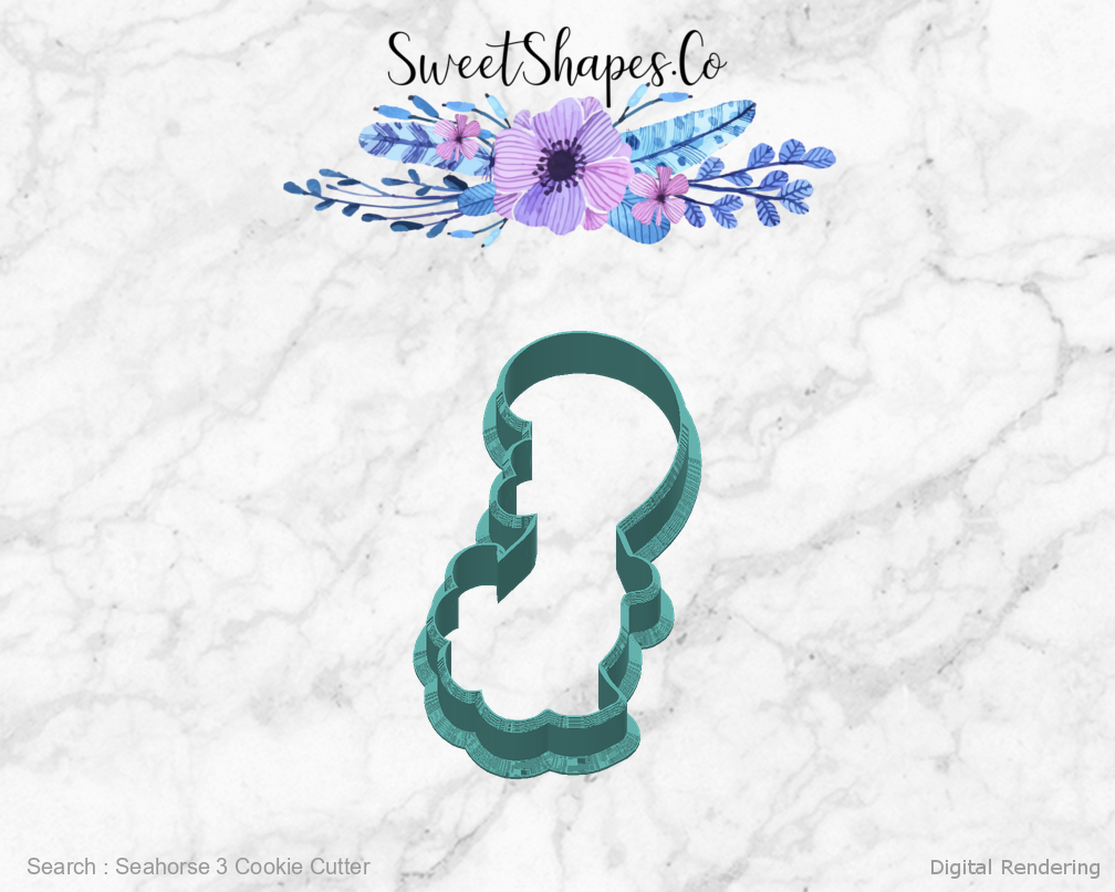 Seahorse 3 Cookie Cutter — back view