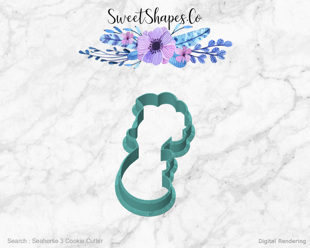 Seahorse 3 Cookie Cutter — front view