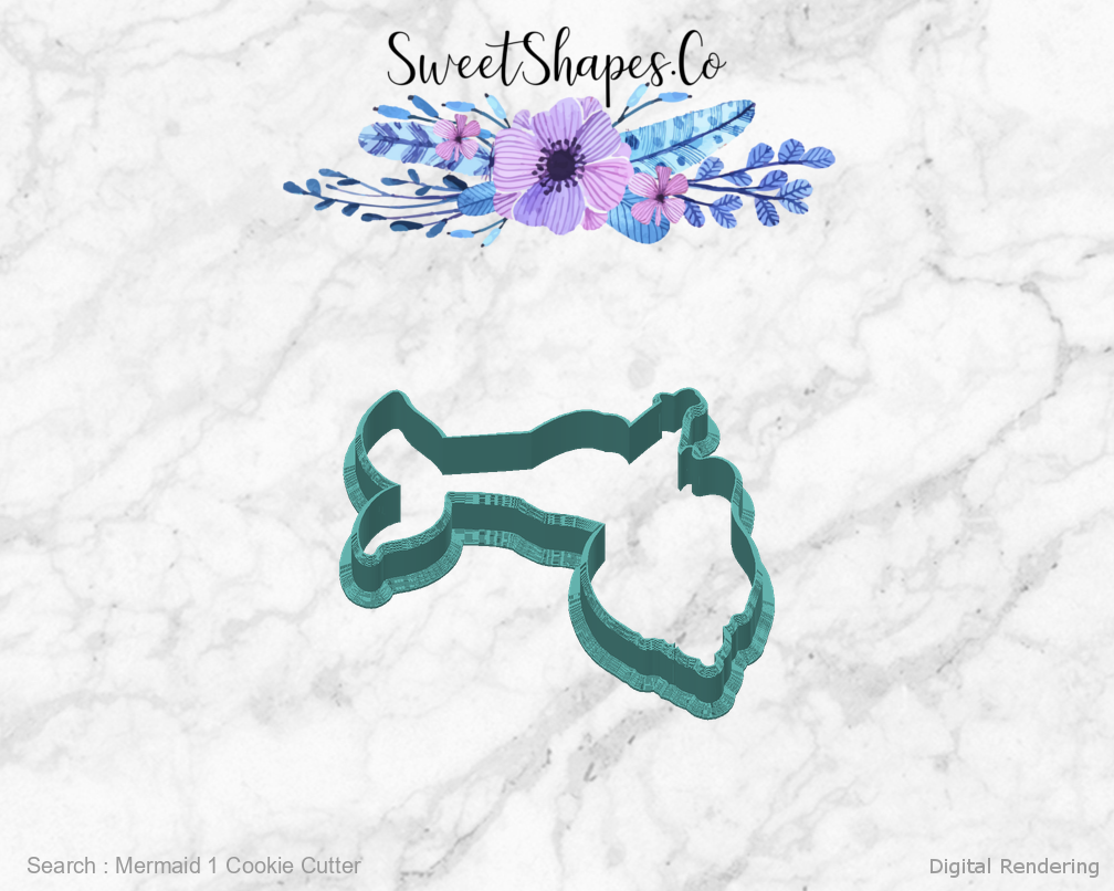 Mermaid 1 Cookie Cutter — back view