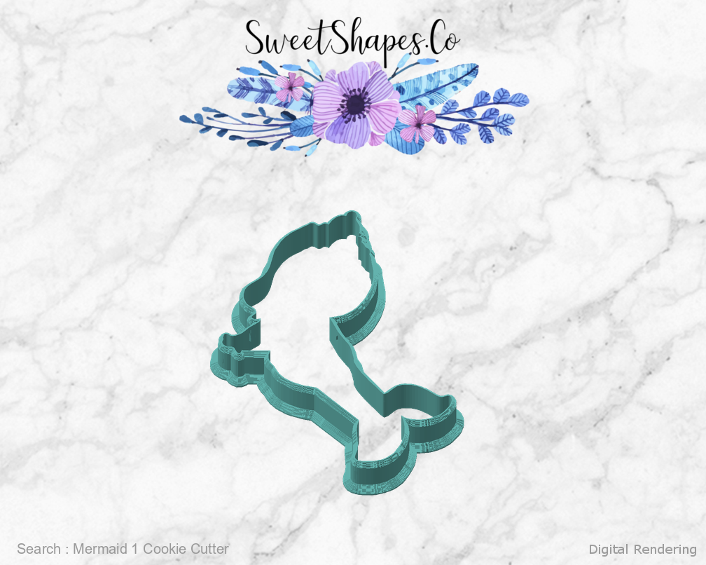 Mermaid 1 Cookie Cutter — angled front view