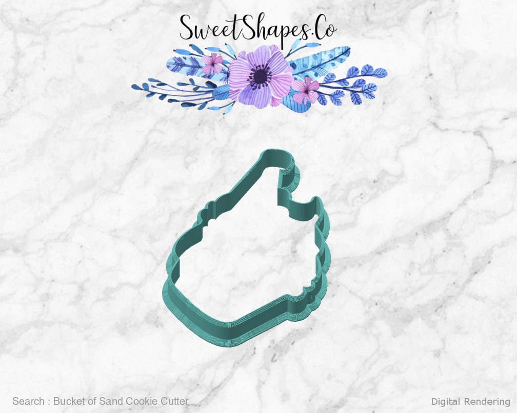 Bucket of Sand Cookie Cutter — angled front view