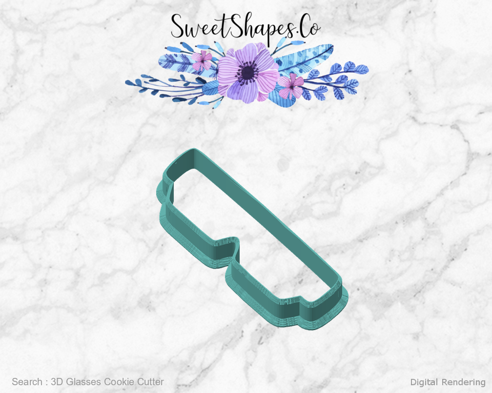 3D Glasses Cookie Cutter — angled front view
