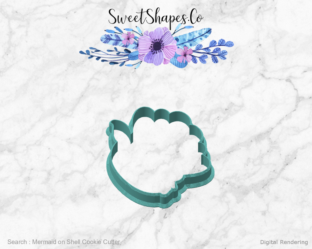 Mermaid on Shell Cookie Cutter — angled front view