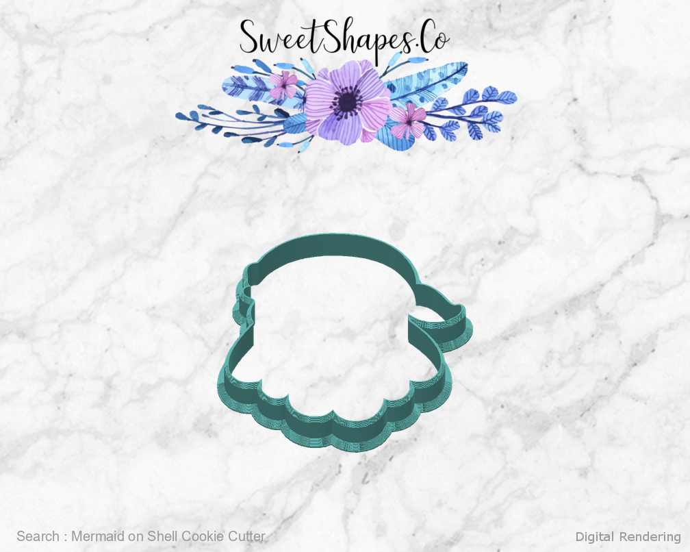 Mermaid on Shell Cookie Cutter — back view