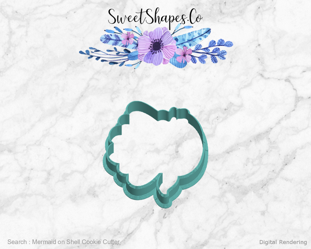 Mermaid on Shell Cookie Cutter — left view