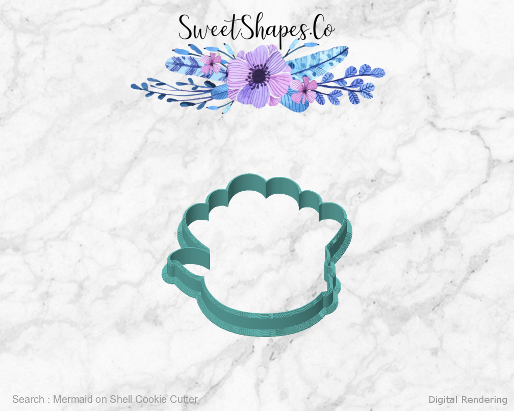 Mermaid on Shell Cookie Cutter — front view