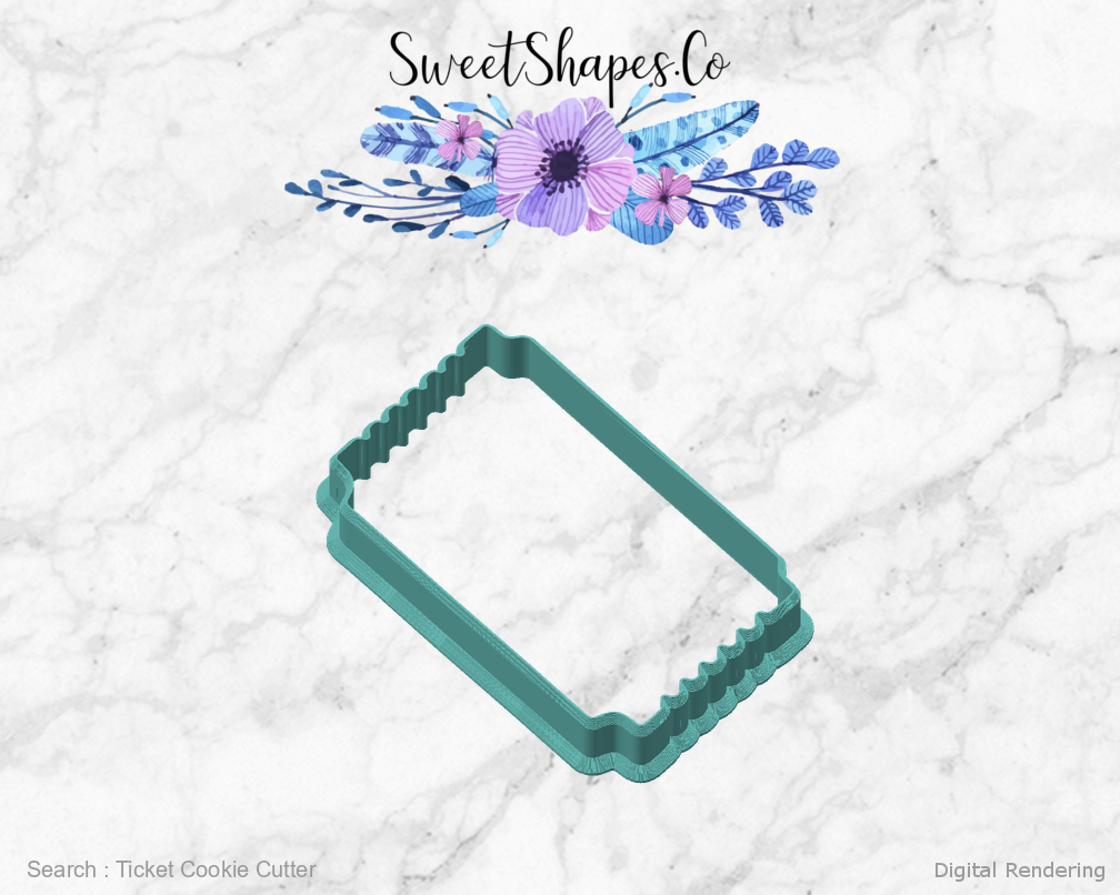 Ticket Cookie Cutter — angled front view