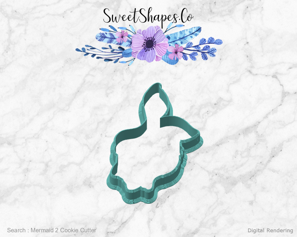 Mermaid 2 Cookie Cutter — angled front view