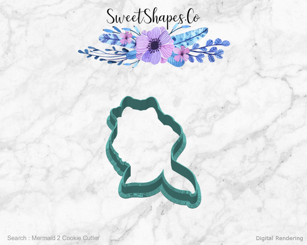 Mermaid 2 Cookie Cutter — back view