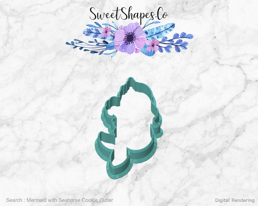 Mermaid with Seahorse Cookie Cutter — front view